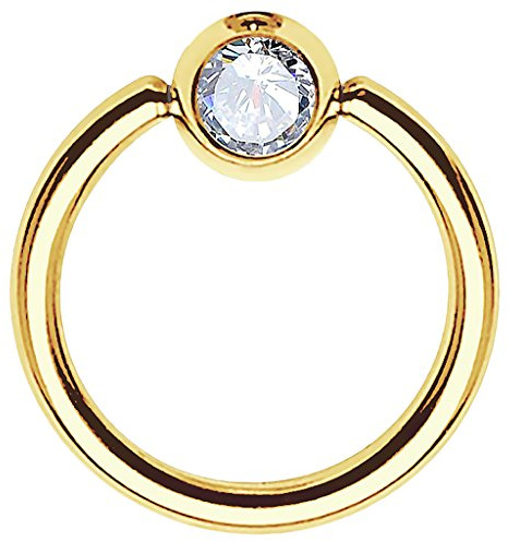Piersando BCR Piercing Ring Universal Klemmring mit Zirkonia Kristall Klemm Kugel für Septum Brust Tragus Helix Nase Lippe Ohr Intim Nippel