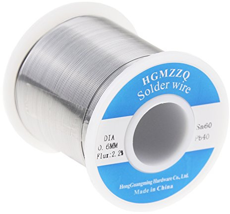 HGMZZQ 60/40 Tin Lead Solder Wire with Rosin for Electrical Soldering 0.023inch (0.6mm-1lb)