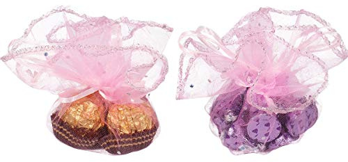 Bezall runde Organza-Beutel mit Kordelzug, Tüll-Kreise, Babyparty, Hochzeit, Party, Geschenkbeutel, durchsichtiger Schmuckbeutel, 100 Stück (Rosa)