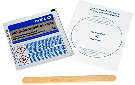 DELO DUOPOX 01 rapid 3g Universeller 2 Komponenten Epoxidharz Klebstoff für Metall Glas Holz Porzellan Kunststoff Steingut Beton (1 Stück)