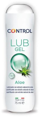 Control Lub Aloe - Gel Lubricante con Extracto Natural de Aloe y Aroma a Jazmín - 75 mililitros - Base acuosa - Hipoalergénico - Sin azúcar - No mancha - Transparente