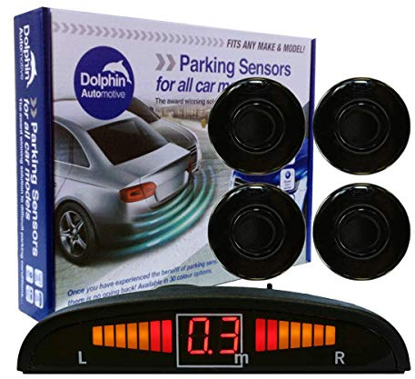 Dolphin Automotive DPS450 Reverse Parking Sensors In 32 Colours 4 Ultrasonic Radar Sensors Kit Audio & Display Alert System - Gloss Black