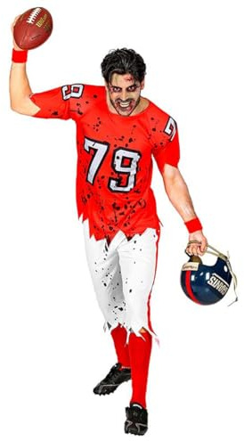 W WIDMANN MILANO Party Fashion - Zombie Kostüm 2-teilig | American Football Player, Muskelshirt und Hose, High School Look für Halloween, Karneval und Mottoparty