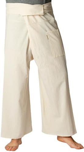 PANASIAM Thai Byxor Bomull - Omlottbyxor - Dam & Herr | Thai byxor, unisex, även för yoga eller kampsport, flexibel passform i 2 längder, omlottteknik, enfärgade