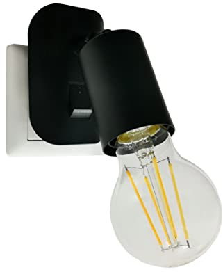 Trango LED Steckerleuchte 11-059 inkl. je 1x 3000K warmweiß E27 LED Leuchtmittel in Schwarz matt *ANNA* Wandleuchte, Leselampe, Küchenlampe, Nachtlicht, Wandlampe, Küchenlampe, Steckerlampe