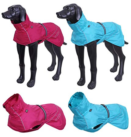 Hunderegenmantel WASSERDICHT kleine Hunde - große Hunde reflektierend + atmungsaktiv in 7 größen Regenmantel für Hunde (35, Türkis)