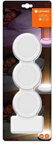 LEDVANCE LED 3x Nachtlicht, 0.2W, 2 Lumen, mit Touch Dimm Technologie, Lampe mit RGB Farbsteuerung, Batterie betrieben,