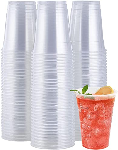 e!Orion Vasos de Plástico Desechables de Polipropileno - Vasos Transparente de Bebida Reutilizable, Material Ecológico - Ideal para Fiesta, Bodas Cumpleaños y Navidad - 350 ml, 50 Unidades
