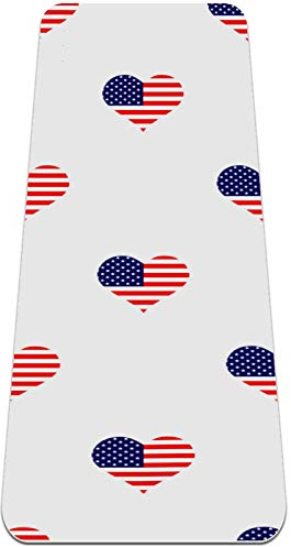 REJOON Love Heart USA Flag PatternYogamatte Dicke rutschfeste Yogamatten for Frauen und Mädchen Übungsmatte Weiche Pilatesmatten
