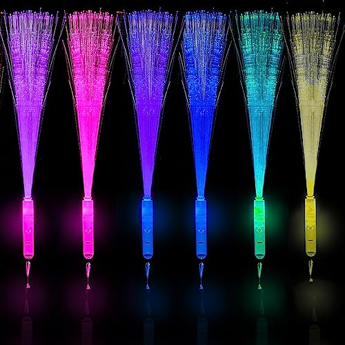 ZAIBIER Pack Of 6 Fibre Optic Wands , Flashing Wands -Light Up Wands 3 Modes Light Up Colorful 7 Blinking Colours In The Dark Wands Sticks, Glow Wands , Birthday, Party Favours (FLW-457654)