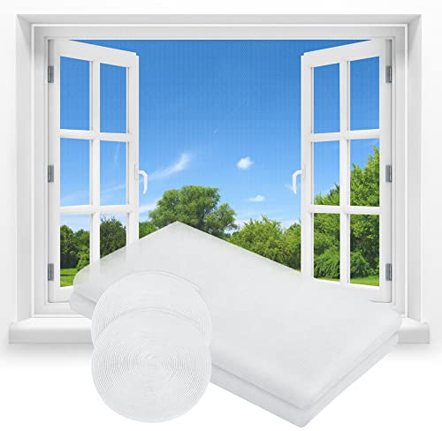 Flintronic 2PC Mosquitera Ventana, 1.3 x 1.5m Mosquiteras de Ventanas Adhesiva, Ajustables Mosquiteras Ventanas con 2 Velcros, Anti Mosquito Malla Protector, Contra Insectos Moscas Mosquitos (Blanco)