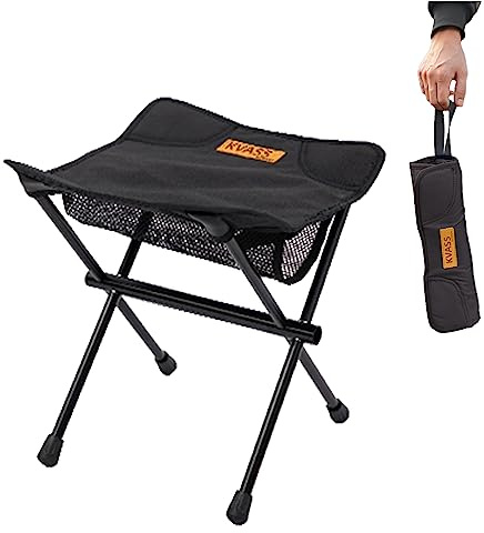 Klapphocker Faltbarer Hocker Campinghocker Tragbarer Klapphocker mit Ultraleichtem Aluminiumrahmen Stahl leicht und stabil für Angeln Wandern Camping Picknick Reisen (Black)