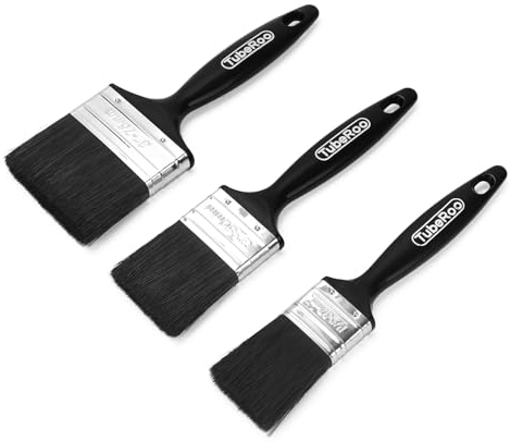 TubeRoo Lot de pinceaux de peinture, 37, 50, 75 mm, pour peinture, huile de bois et peinture murale, pour lasure sur bois, kit de pinceaux plats, pinceaux de peinture pour métal, pinceau de surface