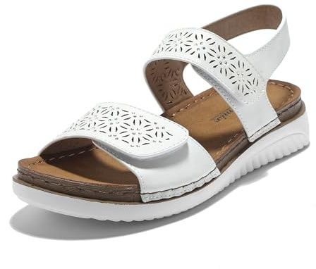 JOMIX Sandali Donna Estivi a Strappo Sandali Bassi Eleganti Comodi Ciabatte da Casa Spiaggia Mare Scarpe Punta Aperta per Estate SD9292 (Bianco, 36)