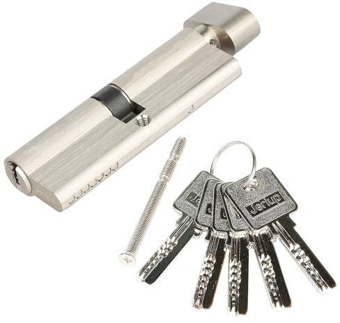 Jeriup 100mm(45/10/45) Euro Profile Lock Cylinder with 5 Keys (dimple), Single Open Copper Lock Cylinder, Anti-Rust Corrosion Resistant Anti-Theft