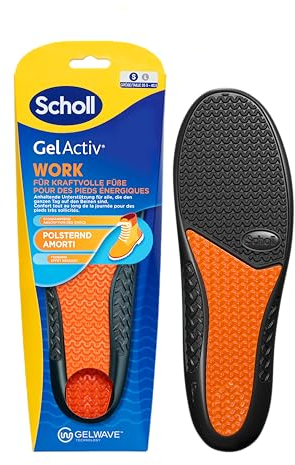 Scholl GelActiv Work Einlegesohlen für Frauen, ganztägiger Komfort bei der Arbeit, hält die Füße frisch und kühl, Stoßdämpfung und komfortable Polsterung mit GelWave-Technologie, Größe 36-40.5