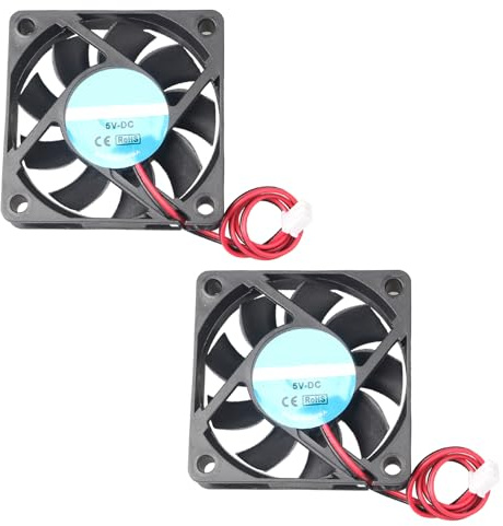 Jopto 2 piezas ventiladores de refrigeración silenciosos sin escobillas 60 x 60 x 15 mm 6015 DC 5V con terminal de 2 pines compatible con impresora 3D PC carcasa CPU enfriadores