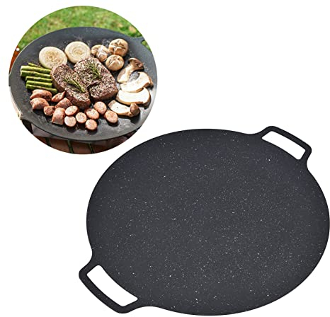 CMJSGG Poêle à griller pour barbecue, poêle à griller coréenne en fer antiadhésif, plateau de gril rond en fonte pour crêpes de porc extérieur (41 cm) (taille : 36 cm)