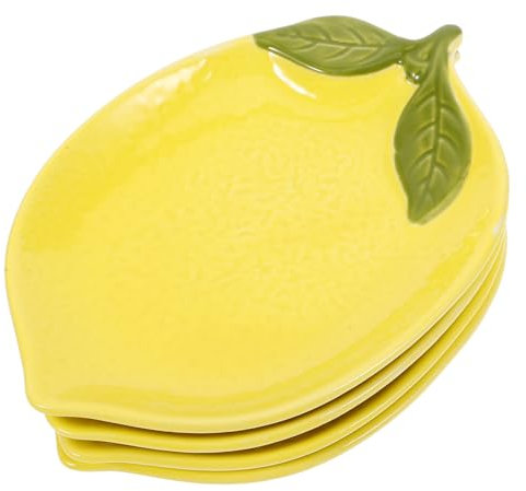 GRADENEVE 4 Stück Zitronen Geschirrset Zitronenförmige Keramikschale Kreative Salatschüssel Für Obst Und Dessert Für Küche Und Haushalt Keramikteller Für Kinder Und Gäste