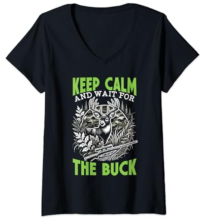 Damen Love Deer Jagdsaison Hirschjäger Tierjäger T-Shirt mit V-Ausschnitt