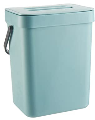 HAOHIZE Kleiner Mülleimer mit Deckel, 3L Küchenmülleimer, Kompostbehälter, Mülleimer Küche Unterschrank, Biomülleimer, Aufhängbarenzum Komposteimer für Küche, Camping, Büro, Bad, Auto (Blau)