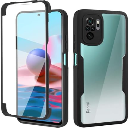 ILING Transparente Funda para Xiaomi Poco F3 / Xiaomi Mi 11i 5G, Moda Ultradelgado Antigolpes Carcasa con Protector de Pantalla Incorporado, Dura PC + Silicona TPU Bumper Cubierta (Negro)