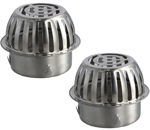 Edelstahl Dachrinnen Laubschutz Set, 2 Stück 100mm Fallrohrschutz, Effizienter Dachrinnenschutz, Universeller Regenrinnen Schutz, für Dachrohre, Abflüsse und Fallrohre