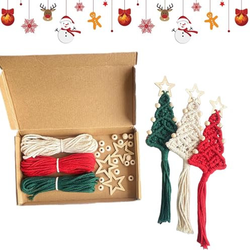 Makramee Weihnachtsschmuck, Makramee-Ornament-Set, Makramee-Ornamente für Weihnachtsbaum, Makramee, Weihnachtsbaumschmuck, Makramee-Starter für Weihnachtsbaumkamin