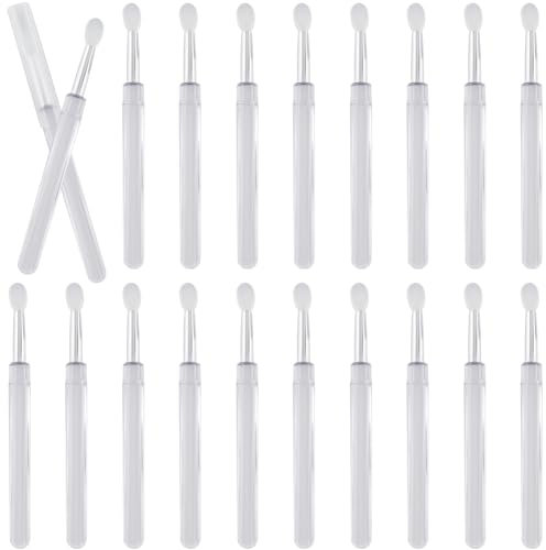 GORGECRAFT 20 Pinceau à Lèvres en Silicone Transparent Blanc Réutilisable pour Maquillage Rouge à Lèvres Brillant Baume Pinceaux Applicateurs Kits D'Outils avec Capuchons de Protection L'Application