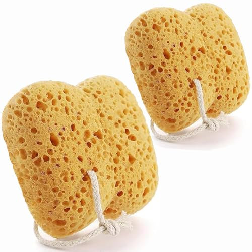 2Pcs Sponges Bath, Bath Sponges for Adults, Large Size Natural Sponge, Foam Loofah Sponge, Shower Sponges for Men Women Gentle & Deep Cleansing, Ultra-Soft for Sensitive Dry Skin