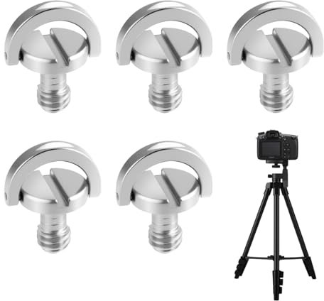 5 PCS Vis à Anneau D pour Caméra,1/4 '' Camera Screw, Vis de Montage 1/4 pour Trépied et Monopode, Adaptateur de Plaque de Dégagement Rapide, Accessoires de Photographie
