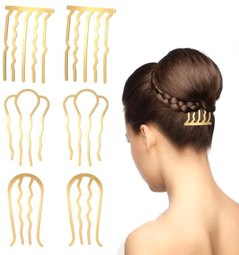 6 Stück Einsteckkamm Haar Steckkamm Zum Stecken, French Hair Comb Metall Haarkämme Haargabel Zähne Updo Bun Haar Pin Seitenkamm Set für Hochsteckfrisuren