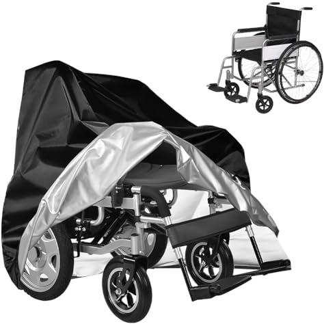 Wasserdichte Rollstuhl Abdeckung, 100 x 75 x 100cm Schutzhülle für Rollstuhl, 210D Oxford Staubdicht Abdeckplane Rollator, Faltbar Regensichere Abdeckung für Elektrorollstühle, Rollatoren