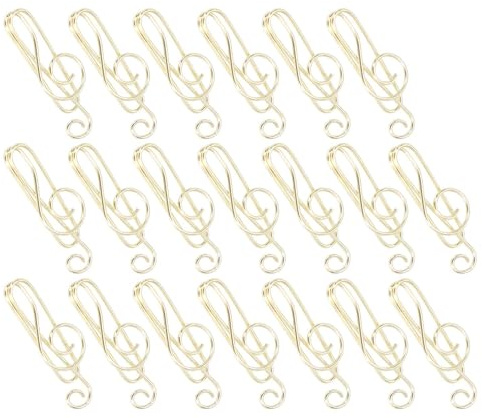 Watris Veiyi 20 Stück Büroklammern Motiv, Büroklammern Gold, Notenschlüssel | Paper Clips, Musiker Geschenke für Schreibwaren, Büro