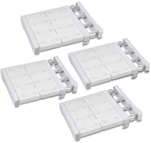 Gerrii 4 Pcs Closet Tension Shelf Rod Expandable Shelf Locker Organizer Adjustable Storage Rack Scalable Layered Divider Separator for Cabinet Wardrobe Kitchen Bathroom (14.96''-23.62'')