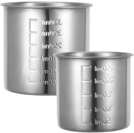 VALICLUD Edelstahl-Messbecher Set 250 Ml & 350 Ml Skalierter Messbecher Aus Metall Für Küche Reis Backzutaten Gut Ablesbar Leicht Tragbar Zum Schnellen Abmessen Und Reinigen