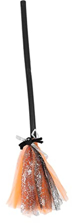 UPKOCH Escoba de Bruja Desmontable para Halloween Juguete Cosplay para Accesorio Naranja con Varilla Doble Decoración para Fiesta y Disfraz