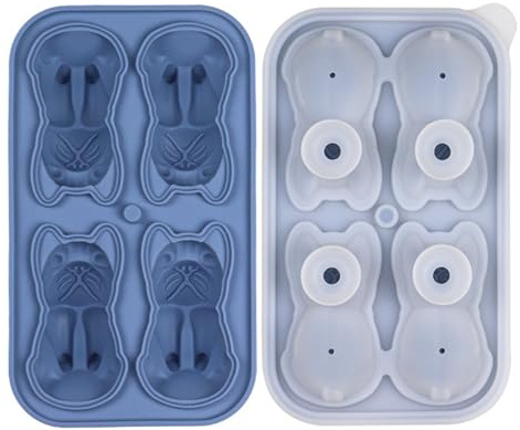 Moule à glaçons ronds en silicone à 4 cavités en forme de chien pour boissons créatives et fêtes - Outil de fabrication de glaces anti-fuite