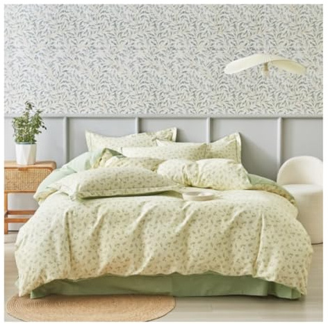 JYHHGDS Set di piumoni Queen in Cotone, Set di Lenzuola da Letto matrimoniali, 4 Pezzi, Morbido Lenzuolo Piatto per la casa, Biancheria da Letto Completa Morbida (D, Letto da 1,5/1,8 m)