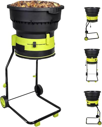 Trituratore Elettrico per Foglie, Trituratore per Compost Da 2500 W Con Ruote, Rastrello per Foglie, Borsa Portaoggetti, Cippatori Da 8000 Giri/Min Con Diametro Dell'imbuto Di 54 Cm Nopowercord