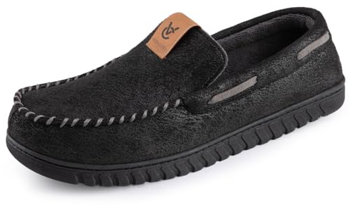 VeraCosy Men's Moccasin Slippers Memory Foam Closed-back Indoor House Shoes | Indoor and Outdoor, Machine-washable, Gifts, Comfortable, Soft, Non-Slip, Breathable