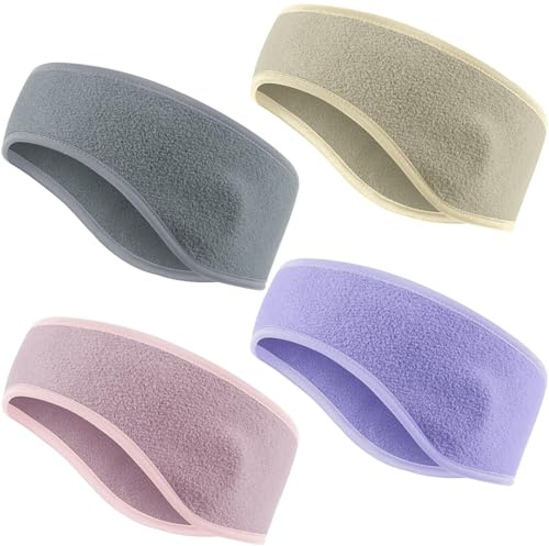 BBTO 4 Stück Kinder Fleece Stirnband Winter Laufstirnband Ohrenwärmer Ohrenschützer für Outdoor Sport Joggen(Leuchtende Farben)