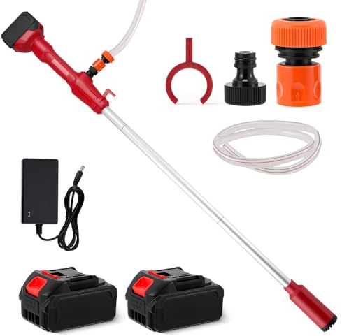 Cordless Stick Water Transfer Pump,20V Battery Powered Water Pump for Water/Diesel,2725 L/h High Flow,10m Lift Height,Brushless Motor,Portable Submersible Pump for Garden/Pond/Boat/Rain Draining