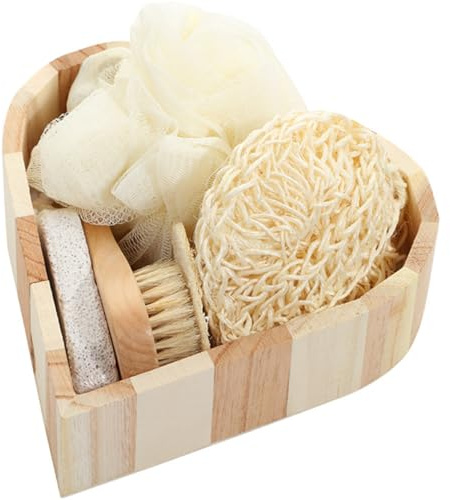 LALADEFIEE Kit de Limpieza Corporal para Ducha Cepillo de Cerdas de Esparto Esponja de Lufa Cepillo Facial y Piedra Pómez para Pies Accesorios de Baño para Cuidado de la Piel