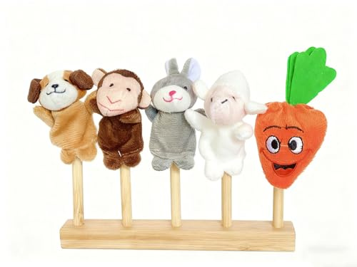 LLTCMYGS Montessori Cartoon Hase Rettich Fingerpuppen-Set, Spielzeug zum Geschichtenerzählen und Sprachübungen