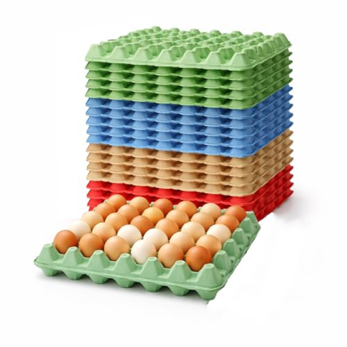 Thymera Egg Trays Holds 30 eggs - Cardboard Biodegradable boxes - Reusable Egg Tray Boxes (10, Blue)