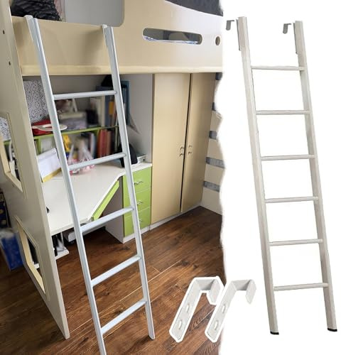Scaletta Letto a Castello 116/130/140/150/160/170/180cm Scaletta Regolabile Letto Castello Singolo – Scaletta Letto Castello Camper, Gradini Larghi Ganci, Scaletta Compatta Autoportante(180cm/71)