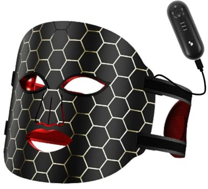 BEPER P302VIS100 7-färgad LED-ansiktsmask, ansiktsmask med 288 lysdioder, anti-aging ljusterapi, USB-C laddningsbar med fjärrkontroll, för alla hudtyper