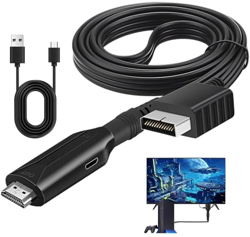 Adaptador PS1/PS2 a HDMI 1080P con Cable AV de 1m, Convertidor de Video Audio HD de Interfaz Multimedia para Consolas de Juego HDTV Gaming Sin Pérdida de Transmisión Plug and Play