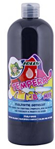 JOLLY Tempera Kids Mix Colorante, Liquido, Bottiglia da 1L Nero, Colori luminosi e opachi, non diluiti o verniciabili con acqua, applicabile su tutti i materiali